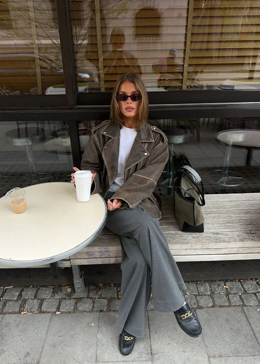 Dark Slate Gray ג'קט עור לנשים Hulla MODSTROM