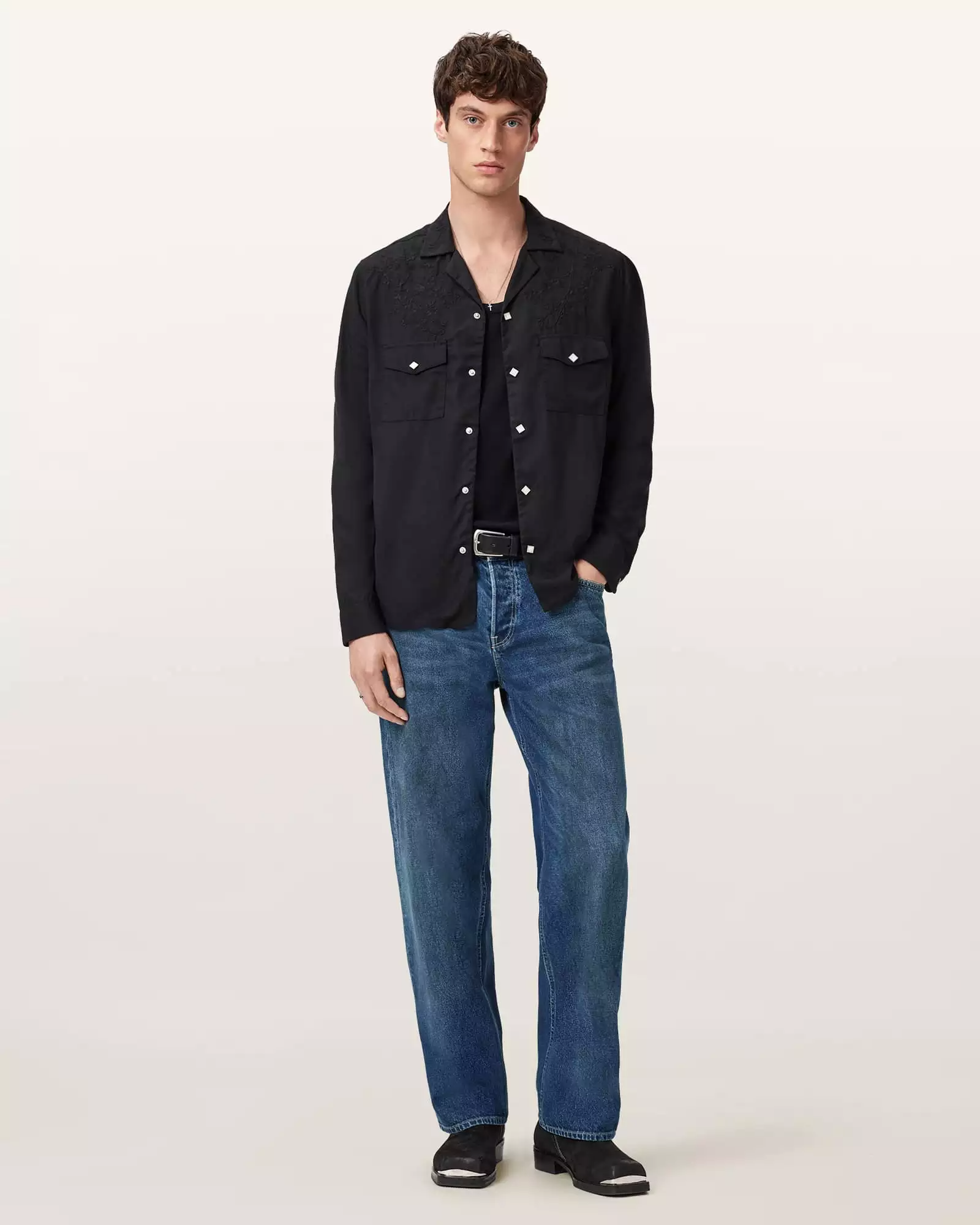 Beige ג׳ינס ארוך לגברים Mullen – Straight Leg ALLSAINTS