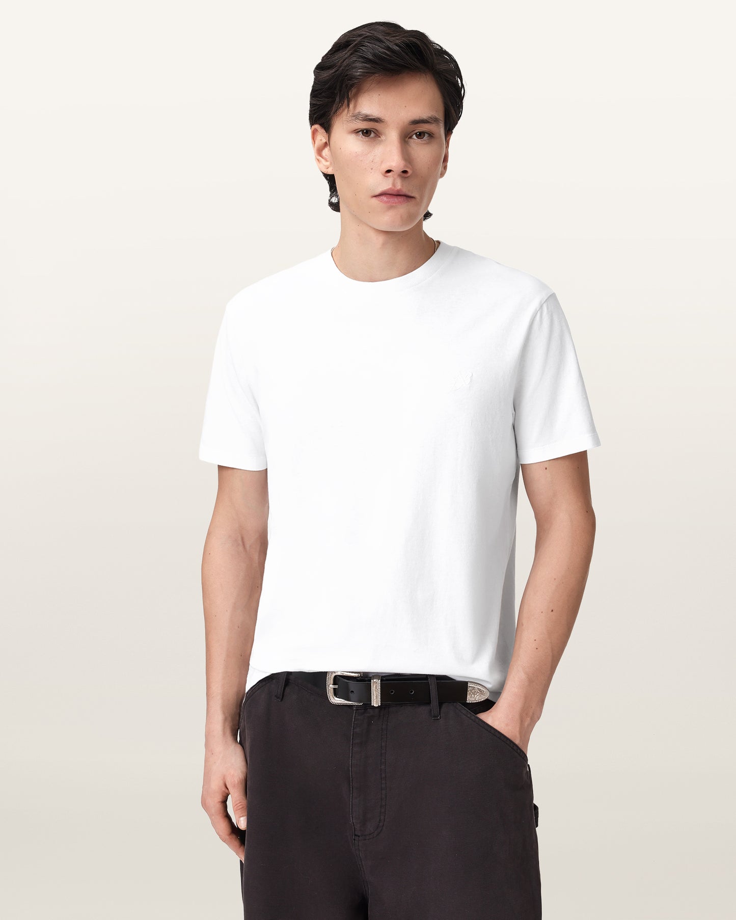 White Smoke טי שירט קצרה לגברים Cipher ALLSAINTS