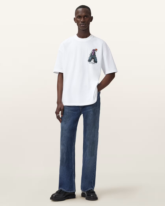 Beige טי שירט קצרה לגברים Defiance ALLSAINTS