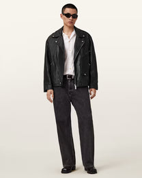 Dark Slate Gray ג'קט עור לגברים Bradford ALLSAINTS