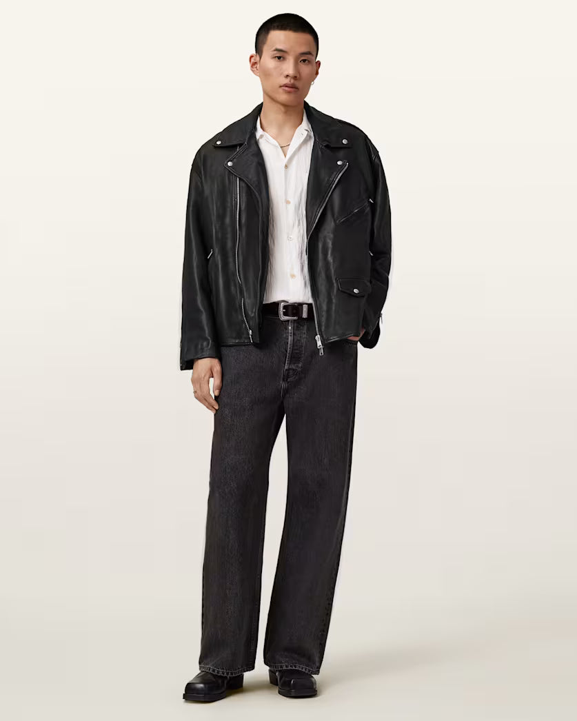 Beige ג'קט עור לגברים Bradford ALLSAINTS