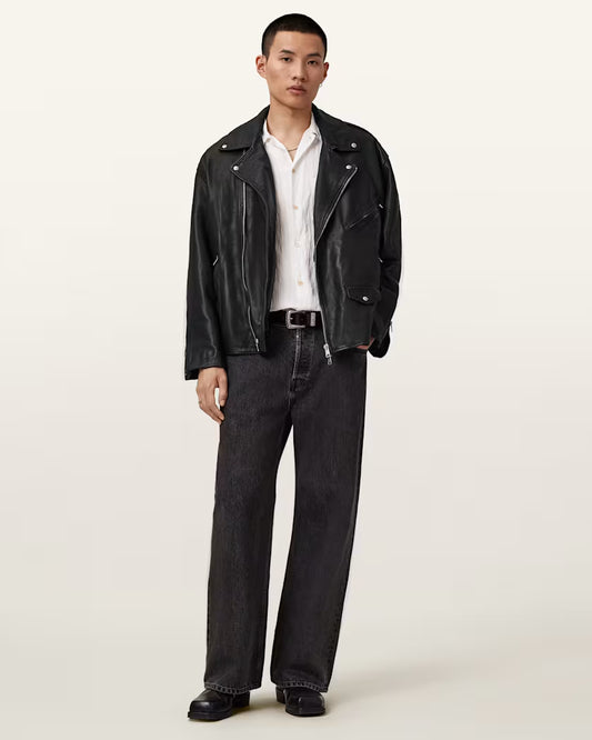 Beige ג'קט עור לגברים Bradford ALLSAINTS