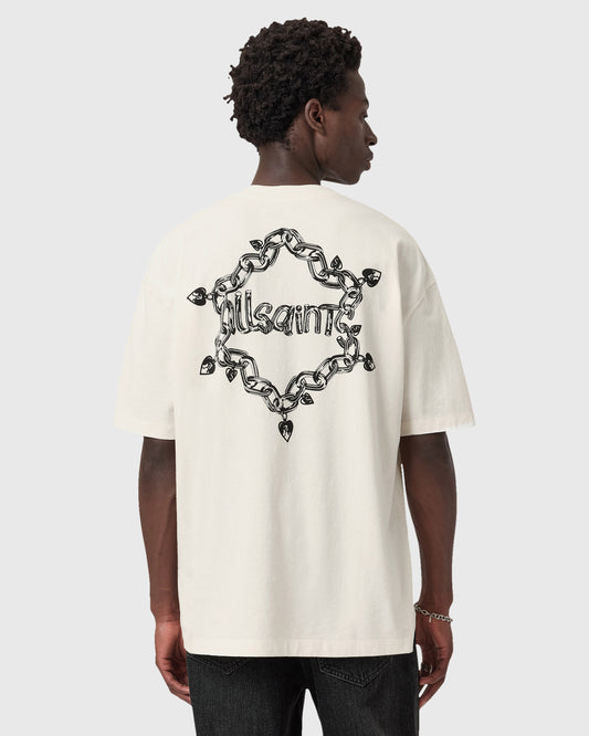 Beige טי שירט קצרה לגברים Drip ALLSAINTS