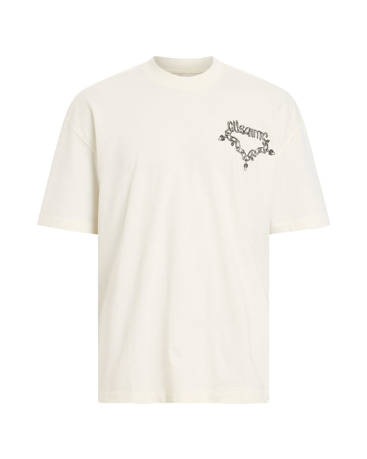 Beige טי שירט קצרה לגברים Drip ALLSAINTS