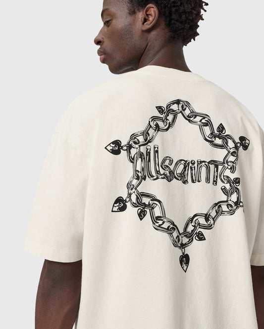 Antique White טי שירט קצרה לגברים Drip ALLSAINTS