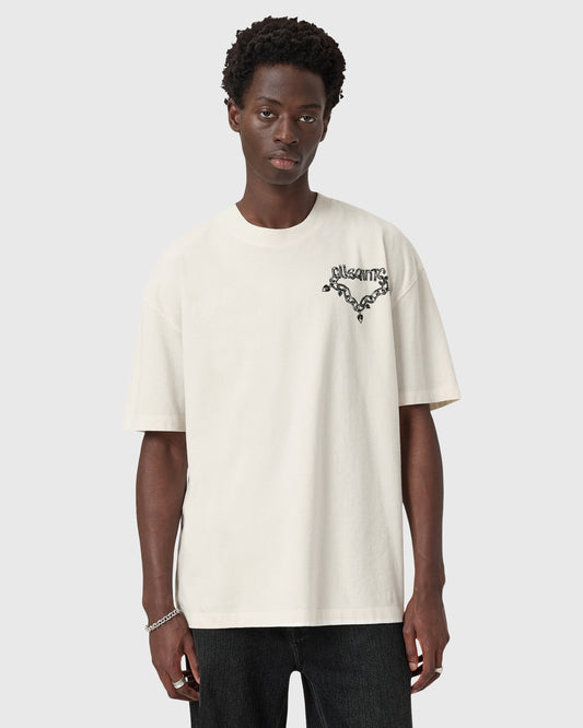 Beige טי שירט קצרה לגברים Drip ALLSAINTS