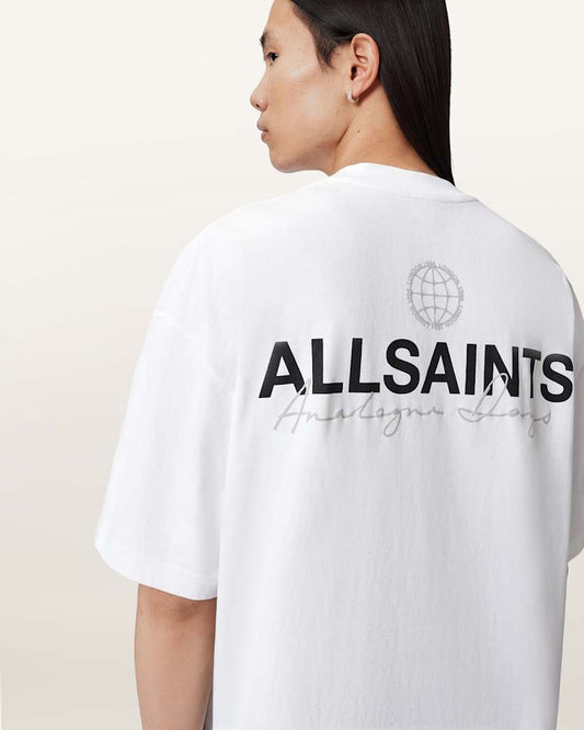 Light Gray טי שירט אוברסייז לגברים Emblem ALLSAINTS