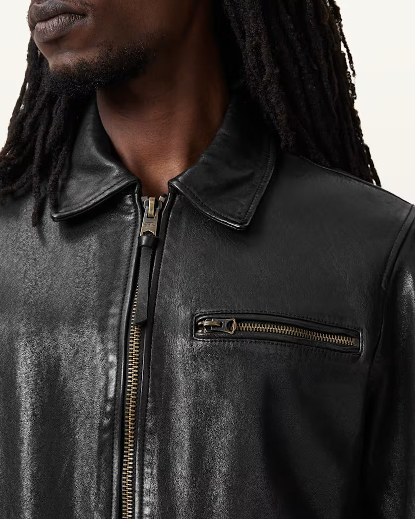 Black ג'קט עור לגברים Miller ALLSAINTS