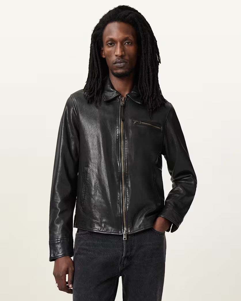 Beige ג'קט עור לגברים Miller ALLSAINTS