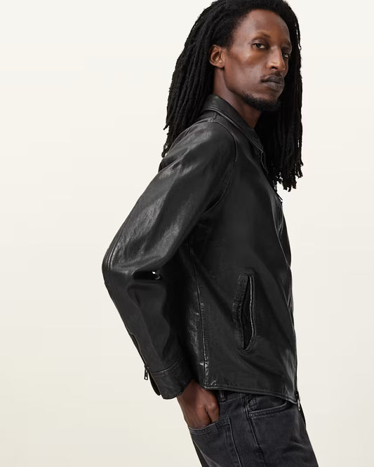 Beige ג'קט עור לגברים Miller ALLSAINTS