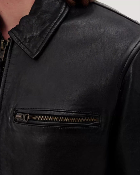 Black ג'קט עור לגברים Miller ALLSAINTS