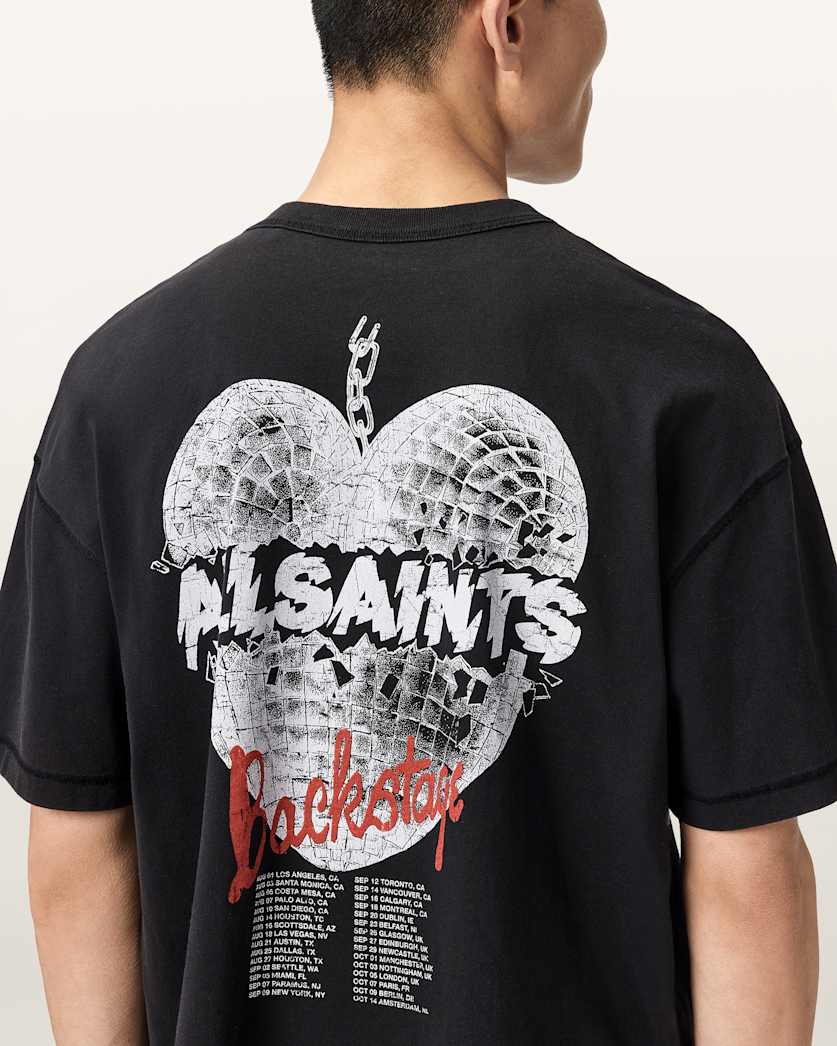 Black טי שירט קצרה לגברים Reflect ALLSAINTS
