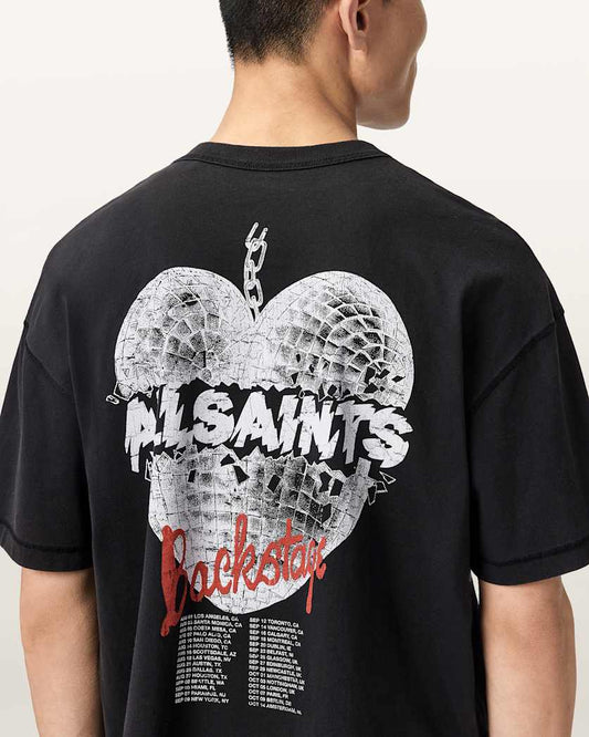 Black טי שירט קצרה לגברים Reflect ALLSAINTS