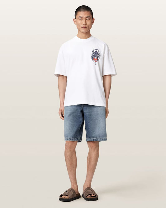 Light Gray טי שירט קצרה אוברסייז לגברים Scimitar ALLSAINTS
