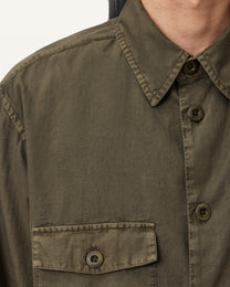 Dark Olive Green חולצה מכופתרת ארוכה לגברים Strand LS ALLSAINTS