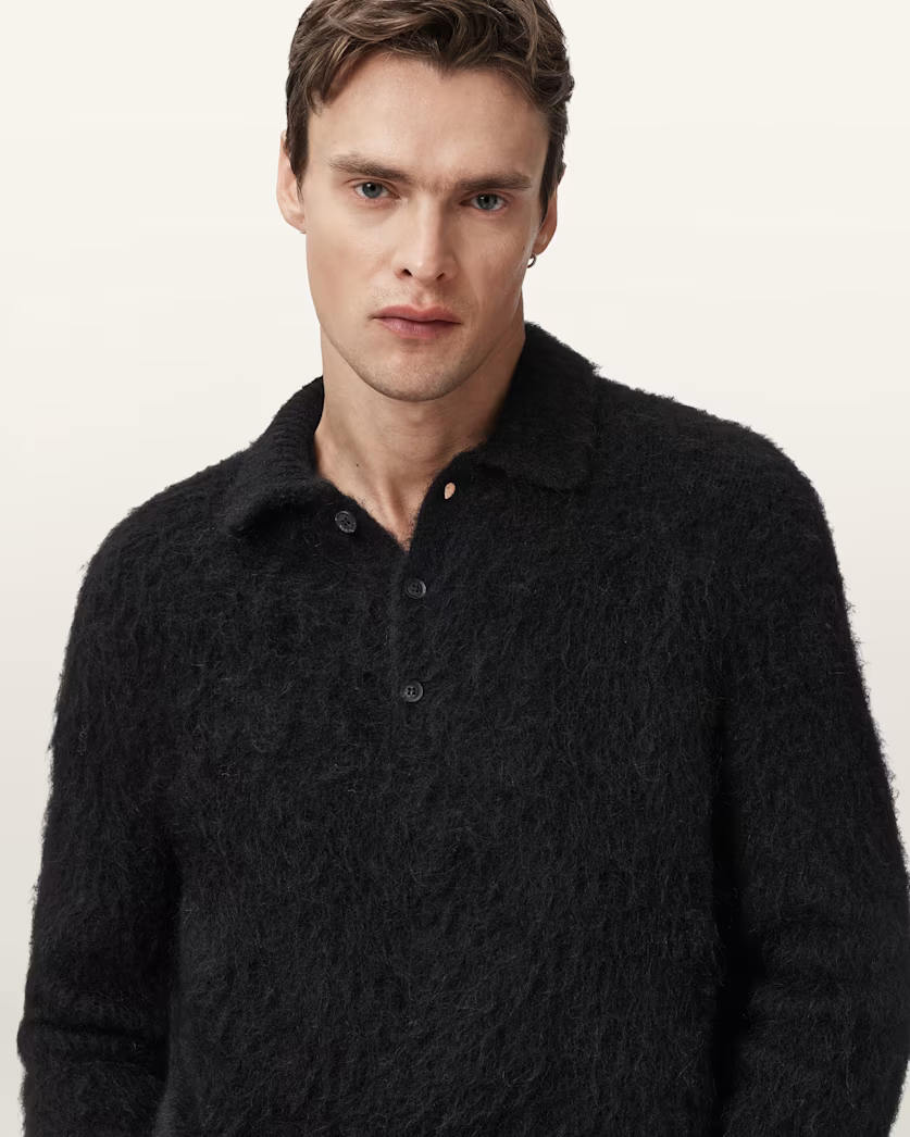 Black סריג פולו לגברים Sonny ALLSAINTS