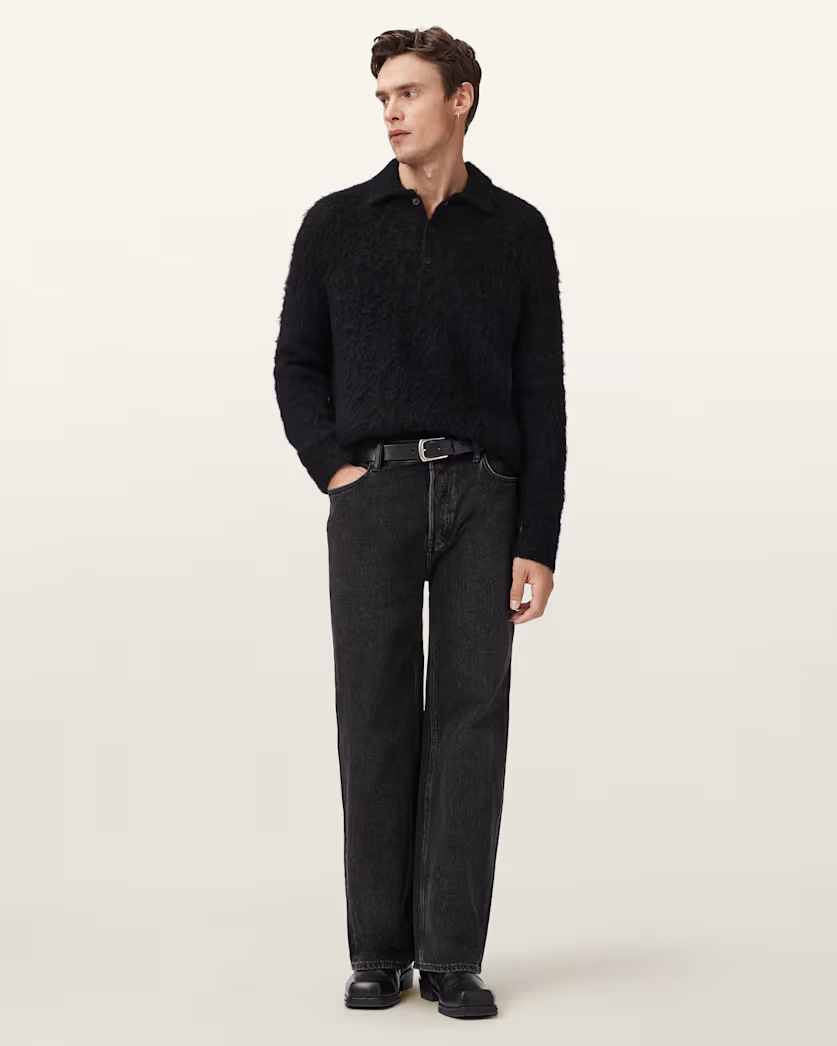 Black סריג פולו לגברים Sonny ALLSAINTS