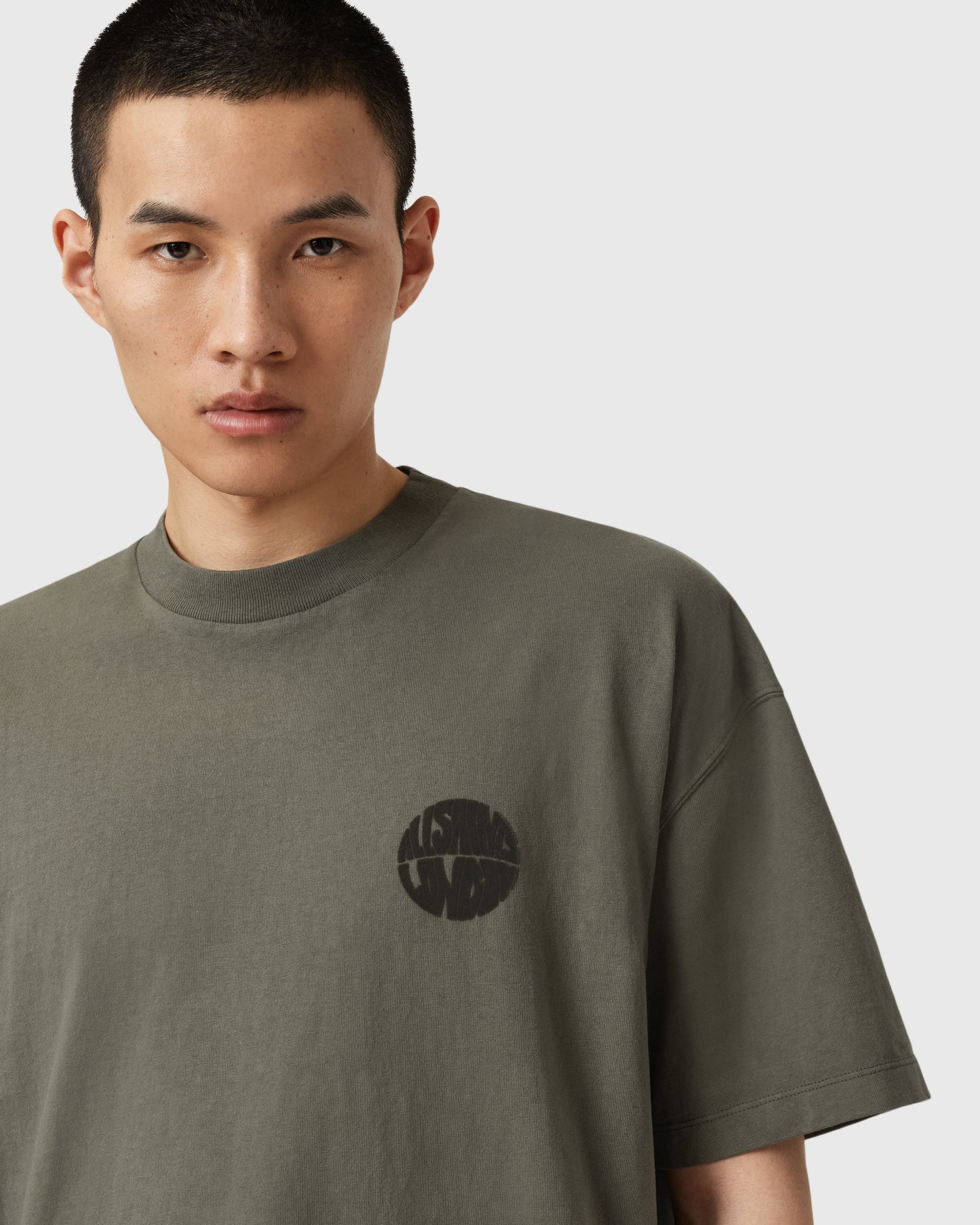 Dim Gray טי שירט קצרה לגברים Waved ALLSAINTS