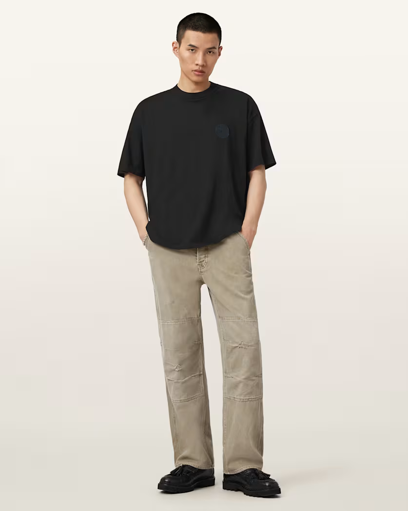 Beige טי שירט קצרה לגברים Waved ALLSAINTS