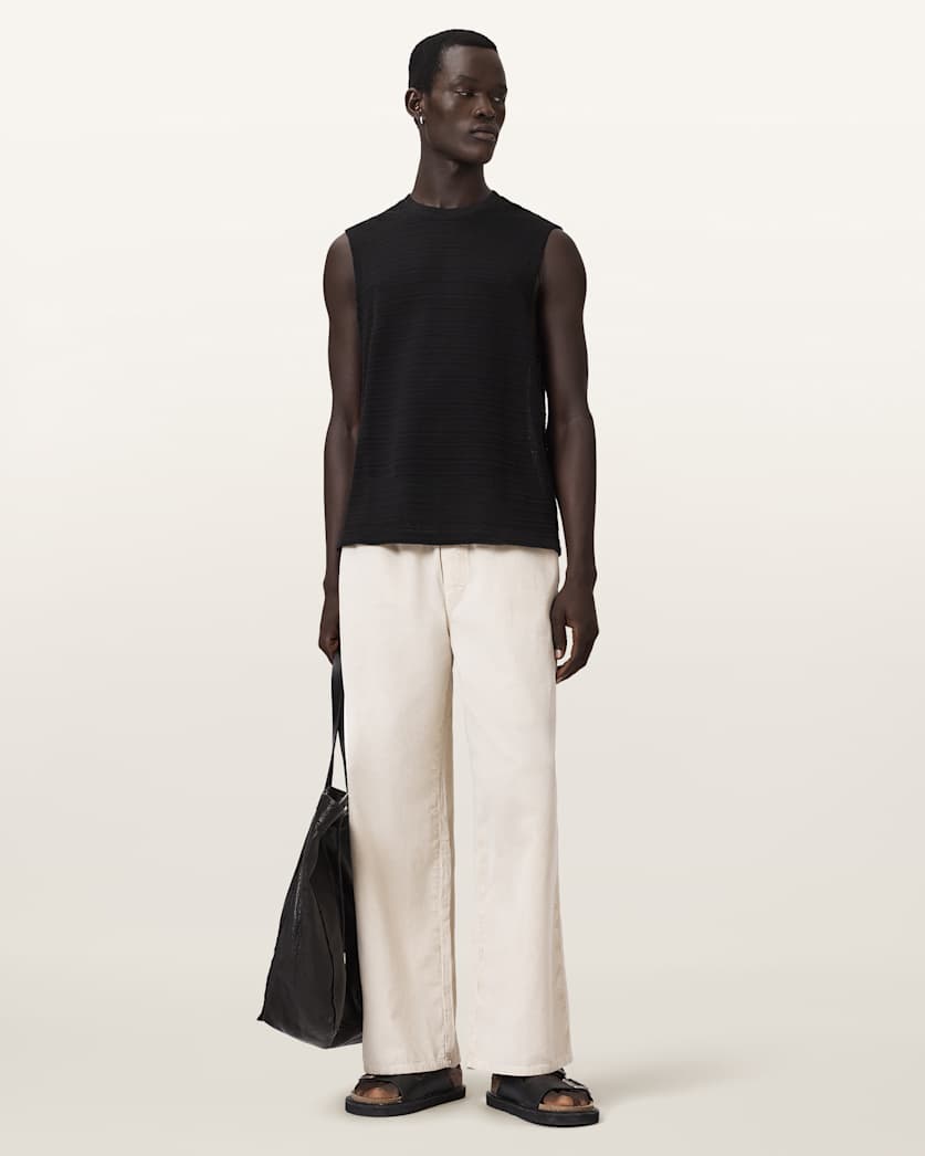 Antique White גופיית שרוול חתוך לגברים Cove ALLSAINTS