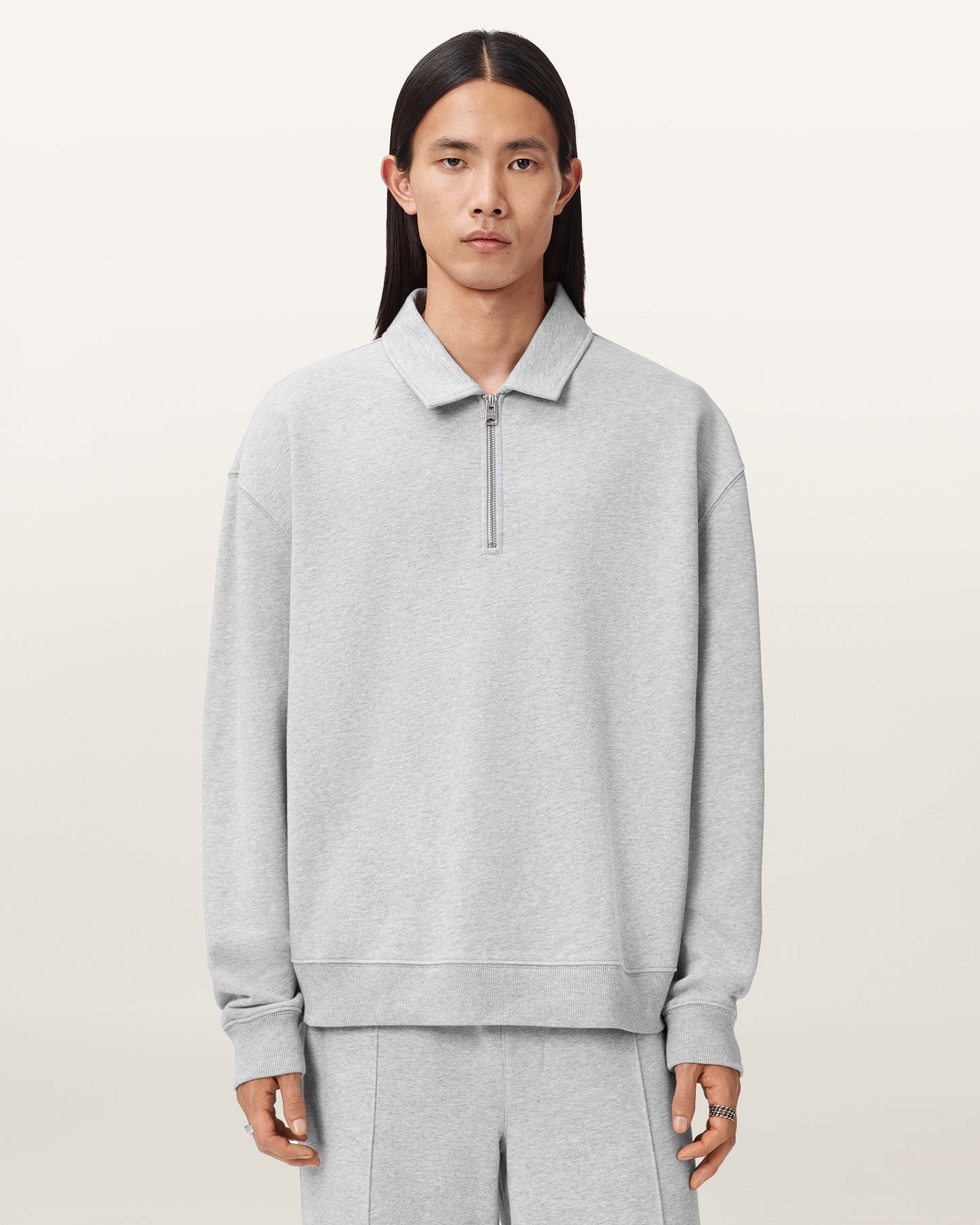 Light Gray סווטשירט פולו לגברים Milo ALLSAINTS