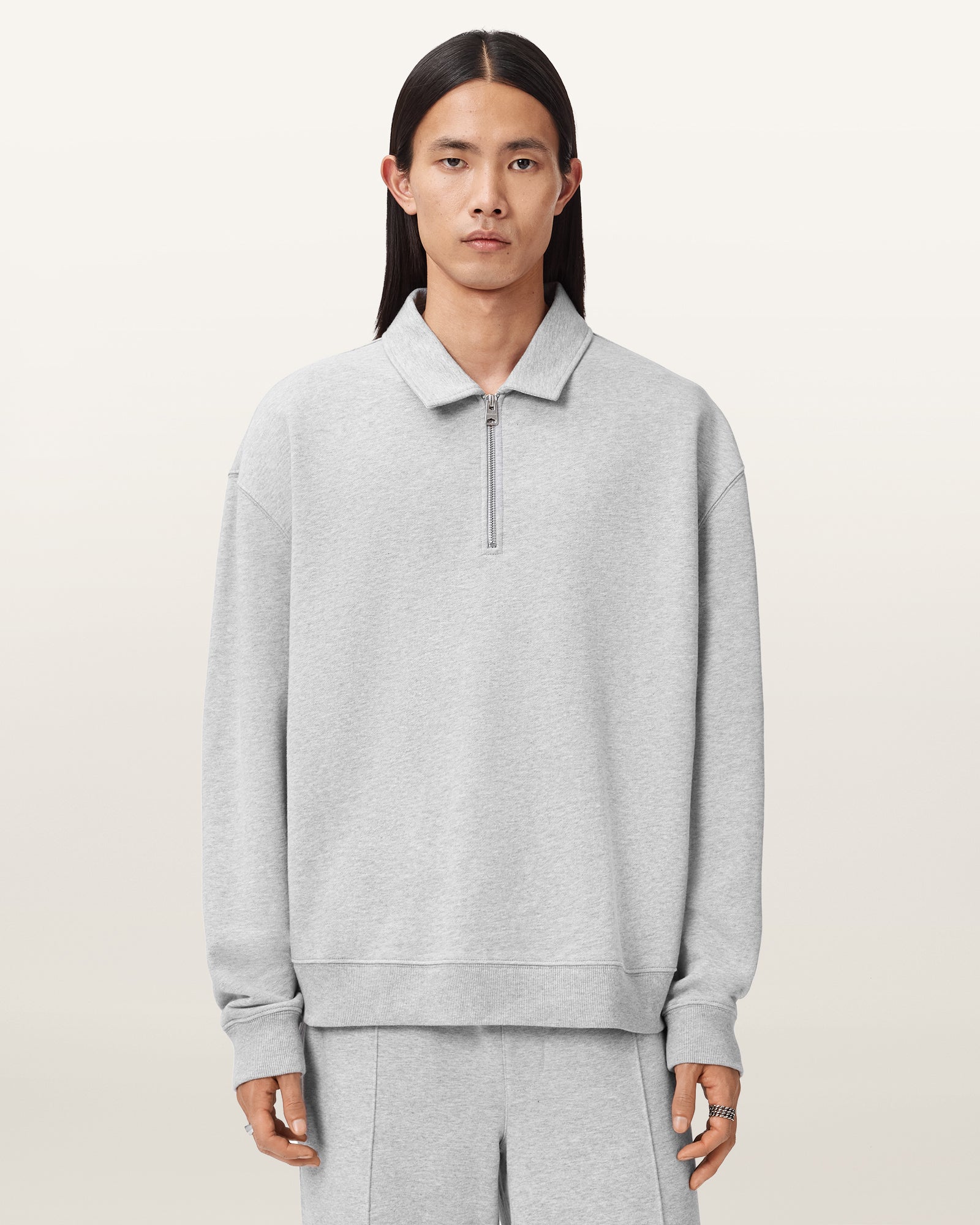 Light Gray סווטשירט פולו לגברים Milo ALLSAINTS