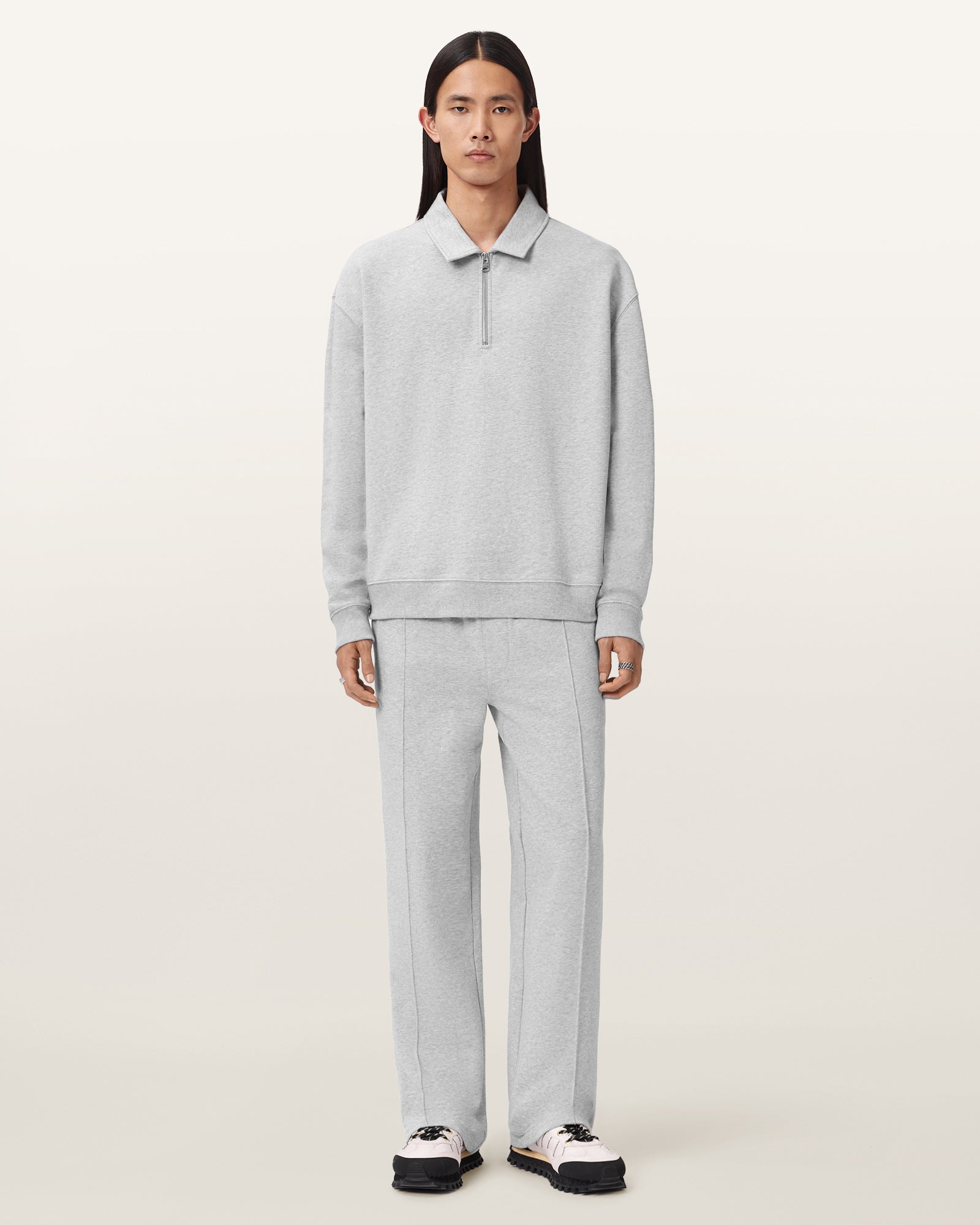 Antique White סווטשירט פולו לגברים Milo ALLSAINTS