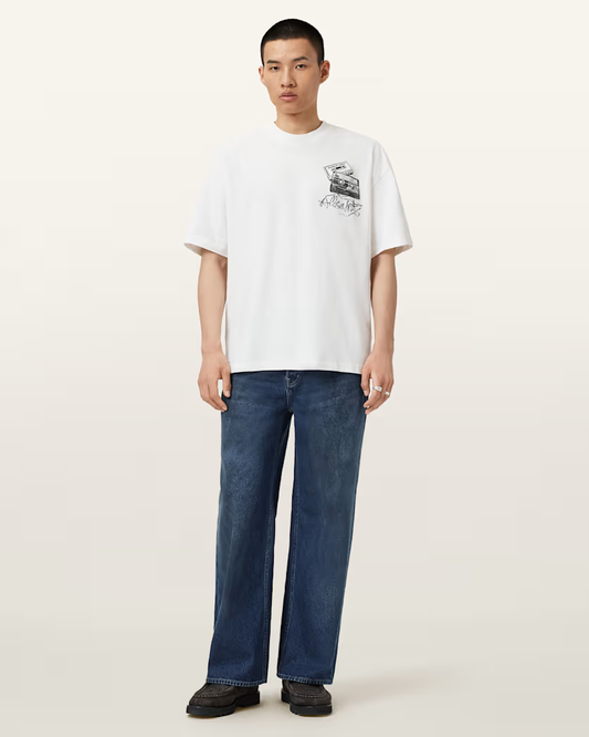 Beige טי שירט קצרה לגברים Reel ALLSAINTS