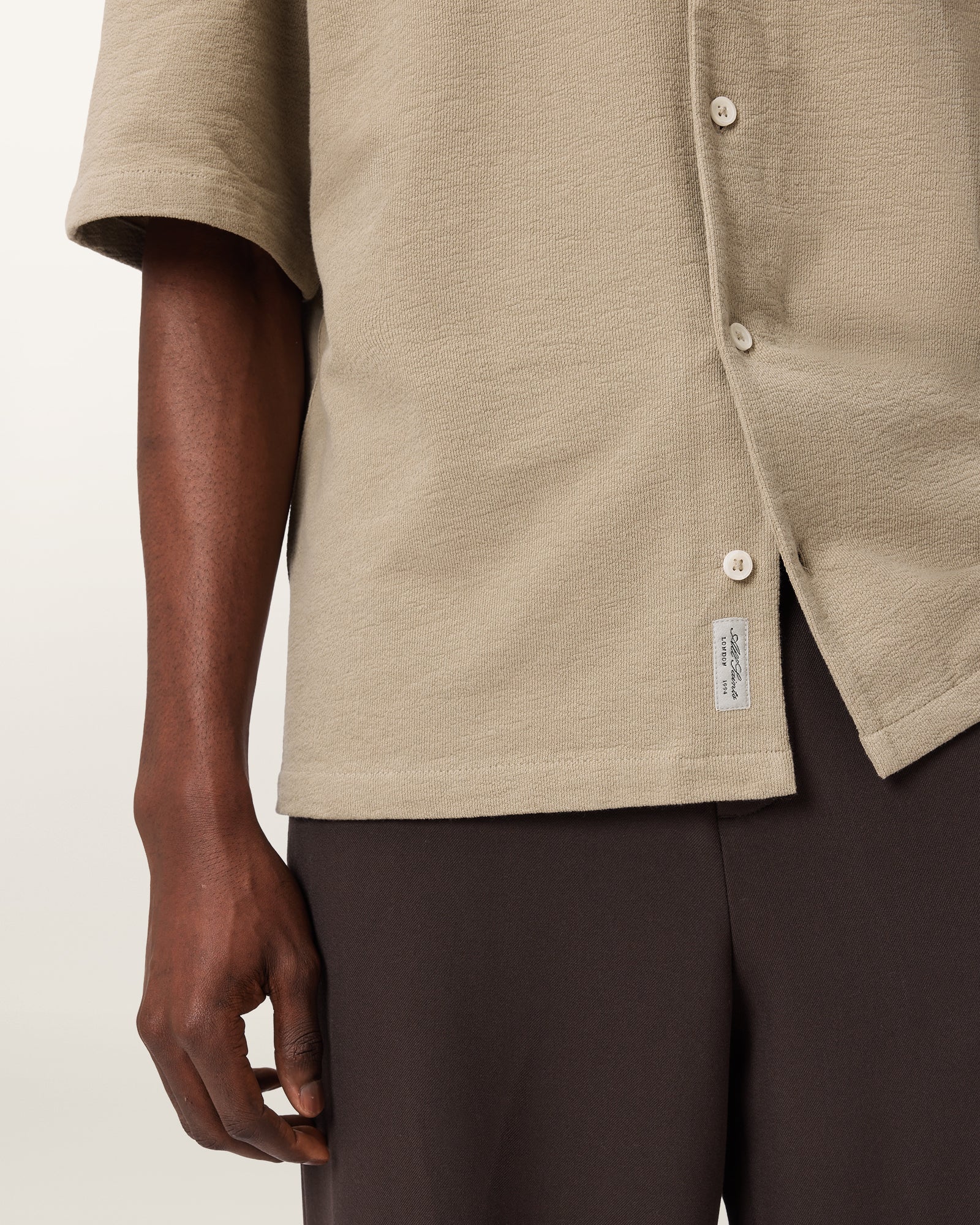 Dark Slate Gray חולצה מכופתרת קצרה לגברים Stallone ALLSAINTS