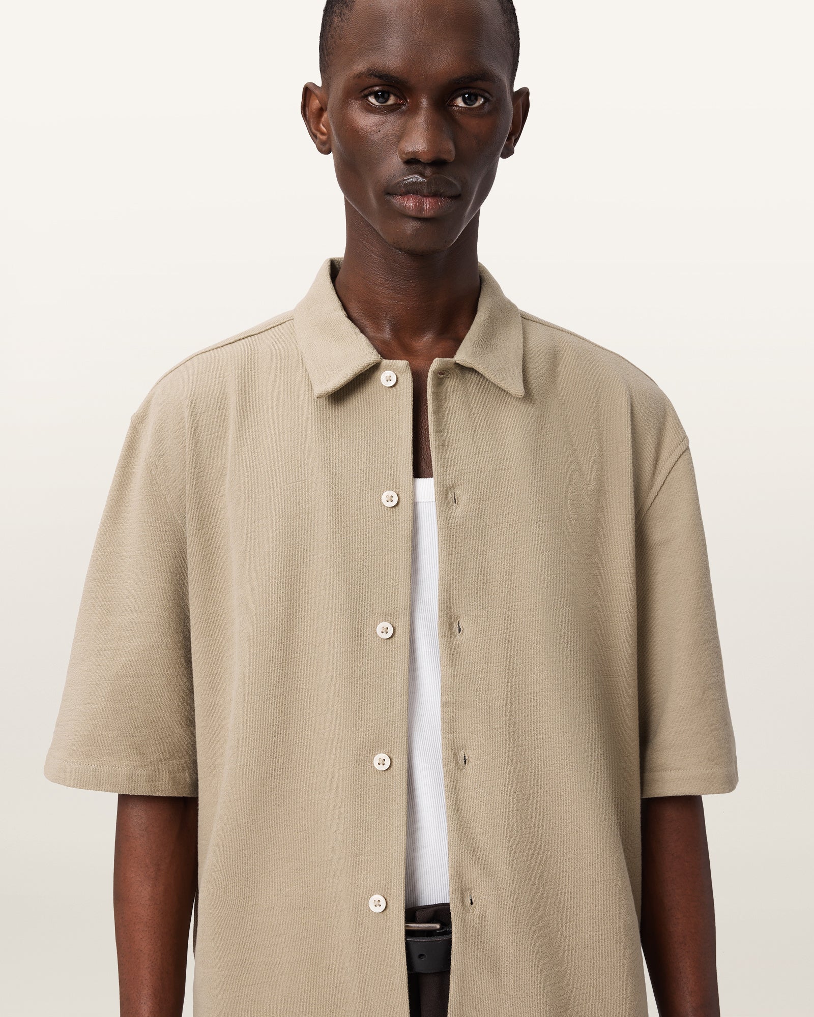 Seashell חולצה מכופתרת קצרה לגברים Stallone ALLSAINTS