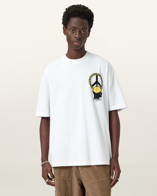 Beige טי שירט קצרה לגברים Screwed ALLSAINTS