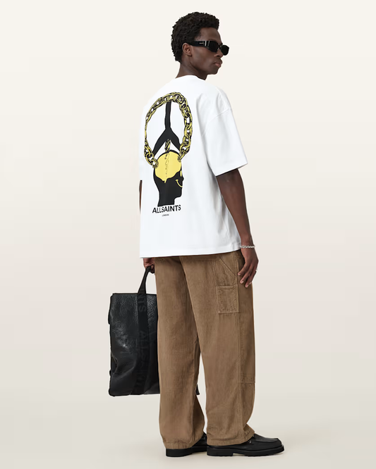 Beige טי שירט קצרה לגברים Screwed ALLSAINTS