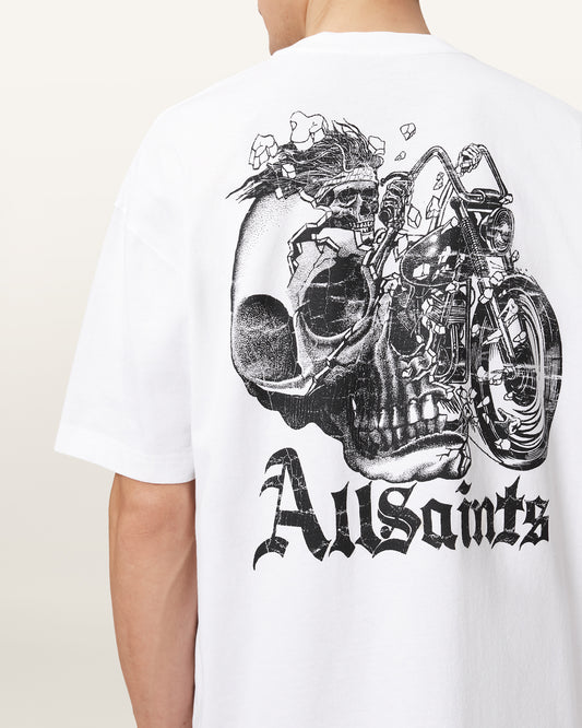 White Smoke טי שירט קצרה לגברים Panhead ALLSAINTS