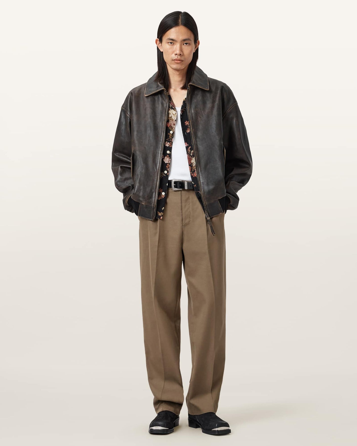 Beige מכנסיים ארוכים לגברים Tallis Straight ALLSAINTS