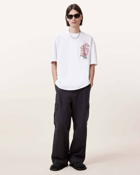 Misty Rose טי שירט קצרה אוברסייז לגברים Breakup ALLSAINTS