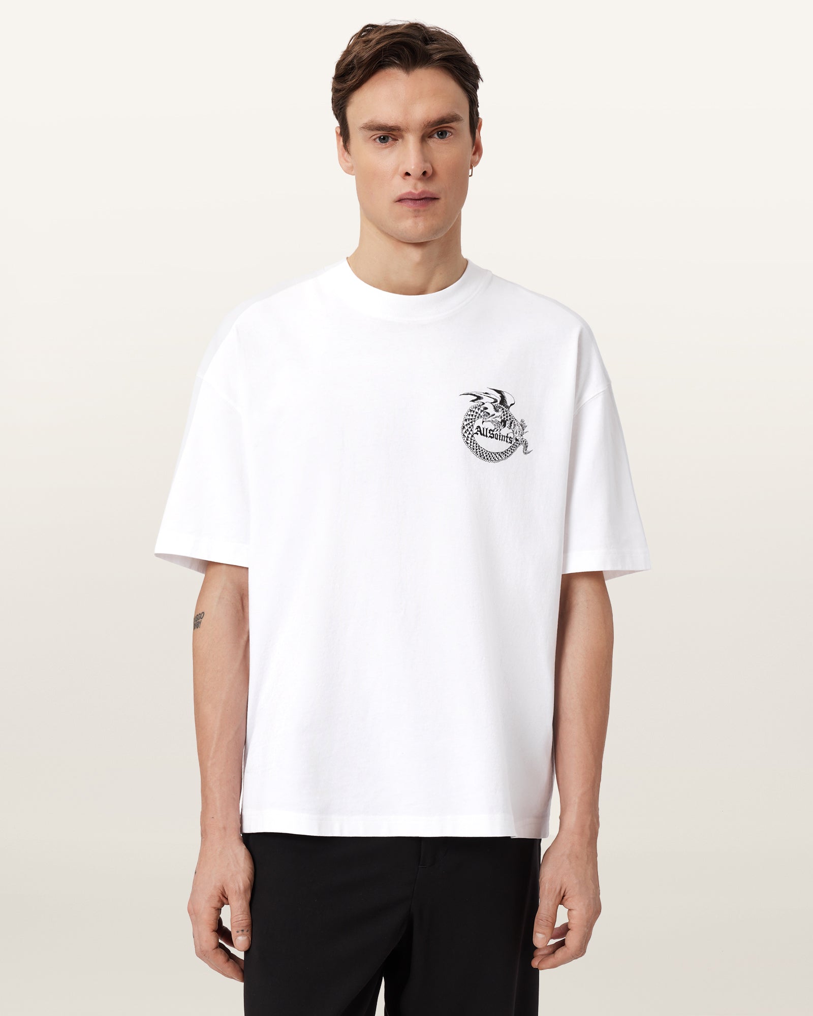White Smoke טי שירט קצרה לגברים Terra ALLSAINTS
