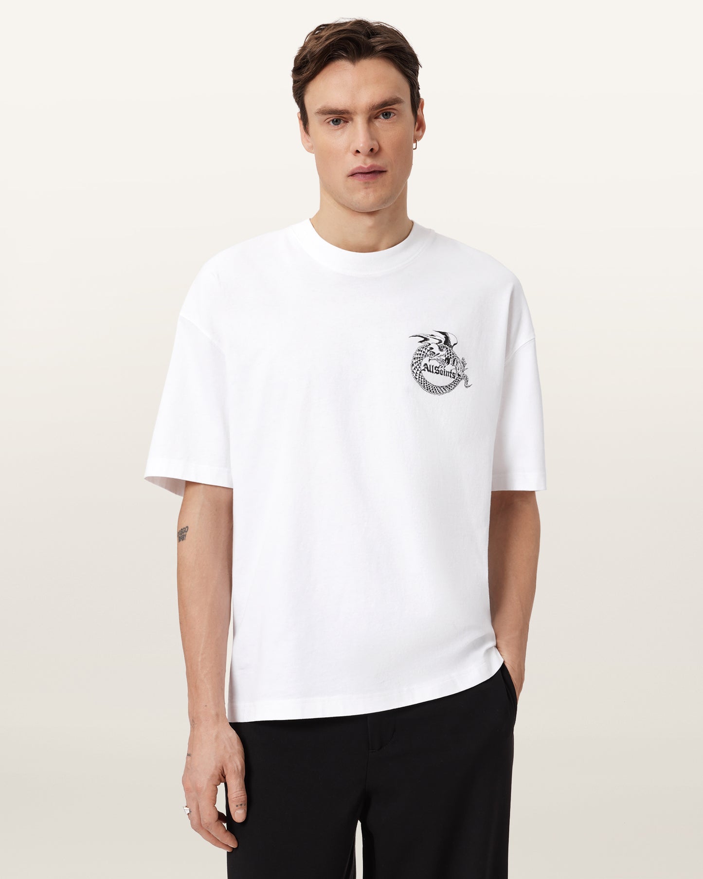 White Smoke טי שירט קצרה לגברים Terra ALLSAINTS