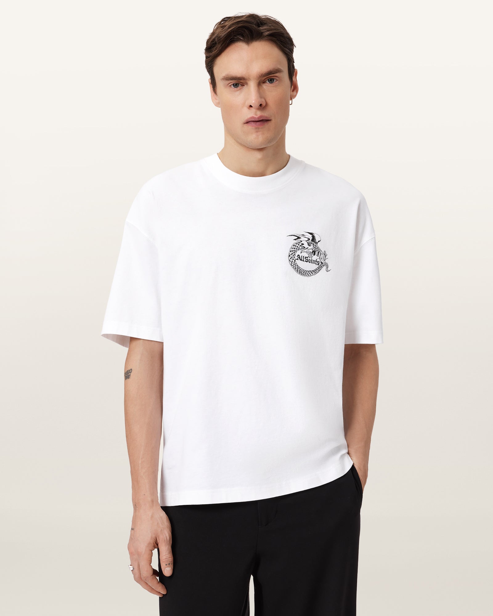 White Smoke טי שירט קצרה לגברים Terra ALLSAINTS
