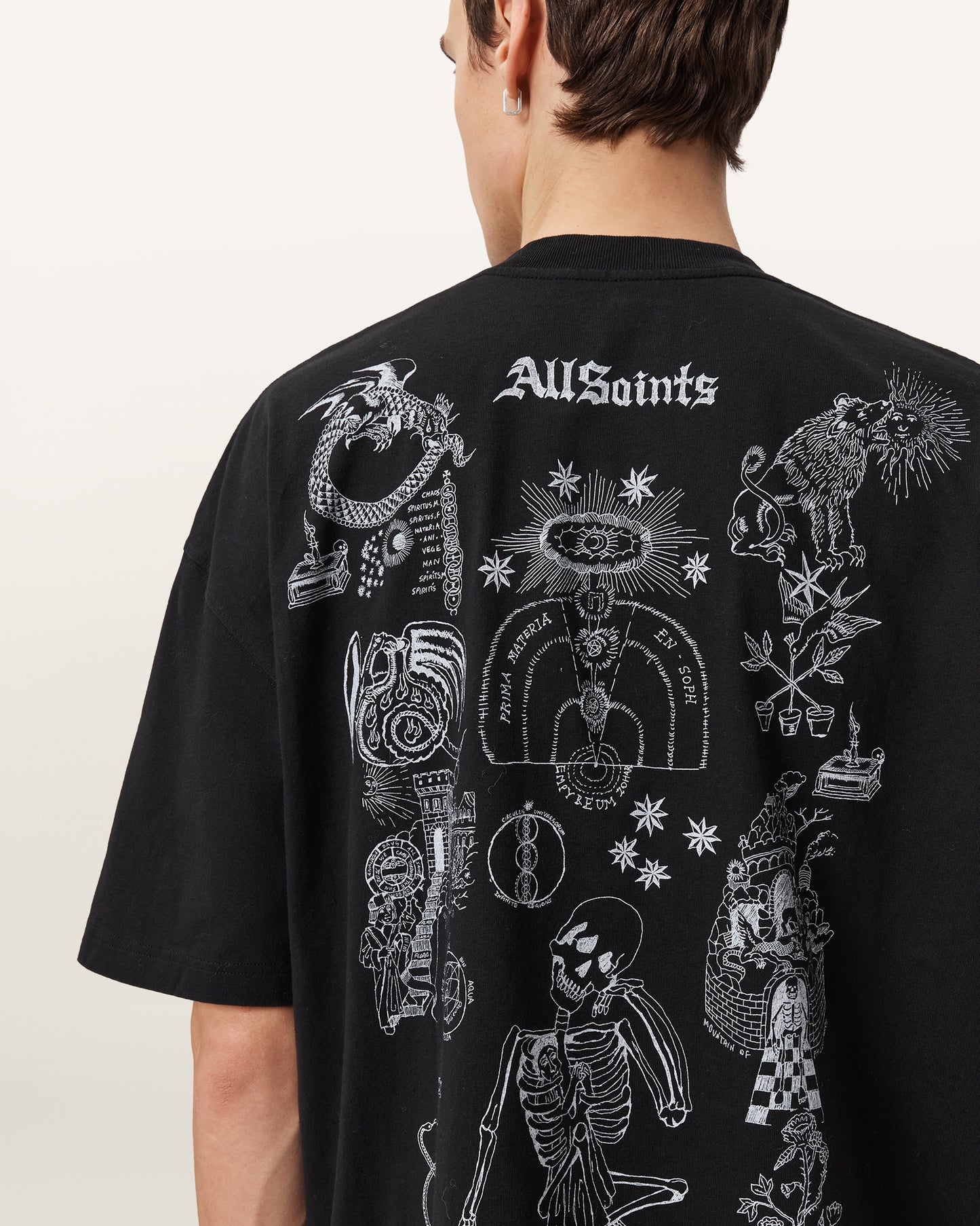 Black טי שירט קצרה לגברים Terra ALLSAINTS