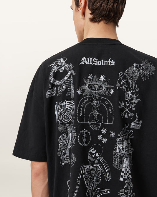 Black טי שירט קצרה לגברים Terra ALLSAINTS