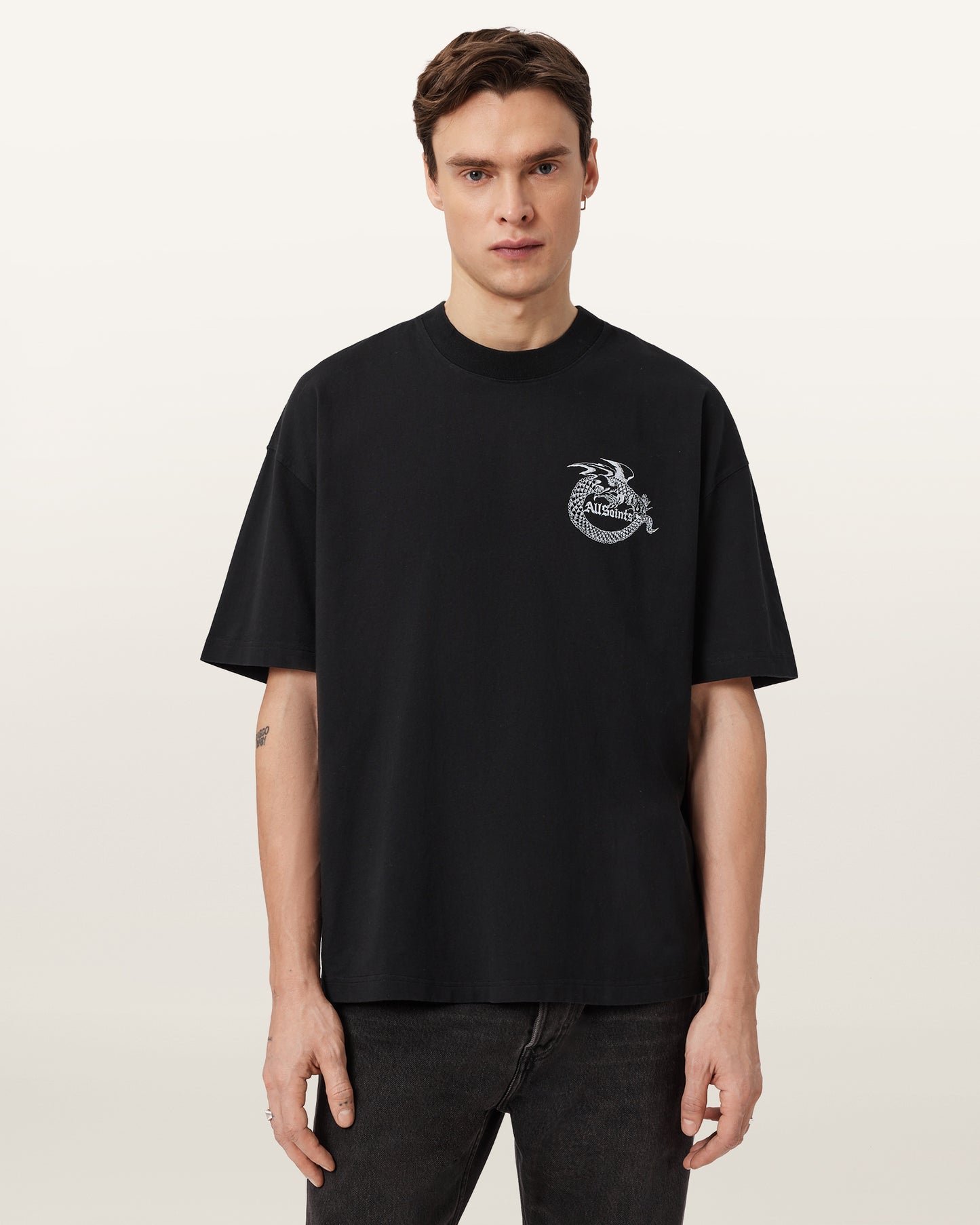 Black טי שירט קצרה לגברים Terra ALLSAINTS