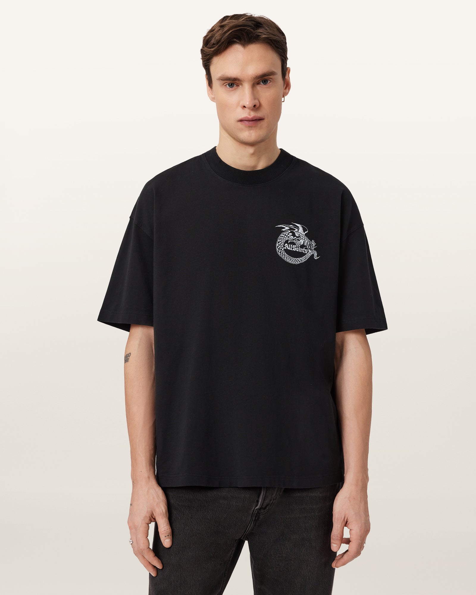 Black טי שירט קצרה לגברים Terra ALLSAINTS