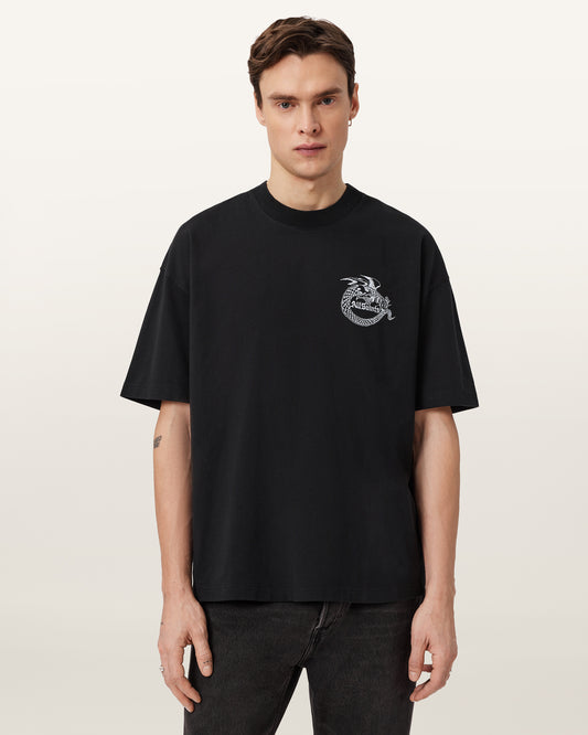 Black טי שירט קצרה לגברים Terra ALLSAINTS