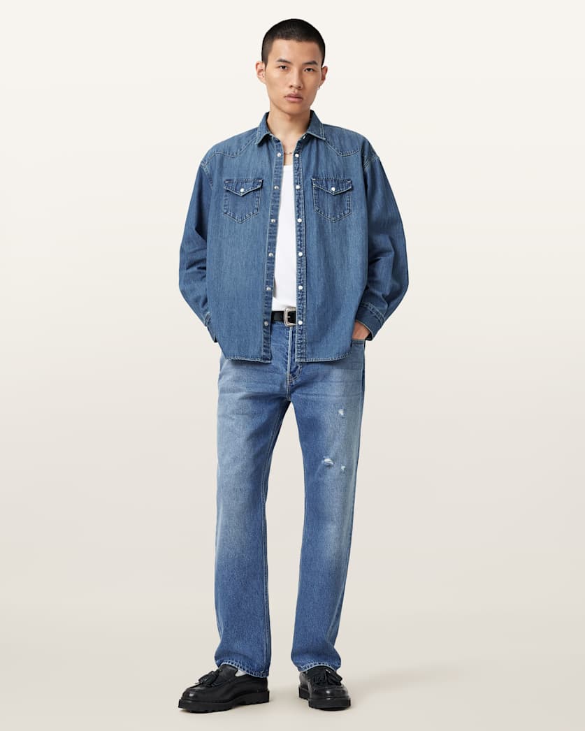 Antique White ג'ינס ארוך לגברים Straight Denim ALLSAINTS