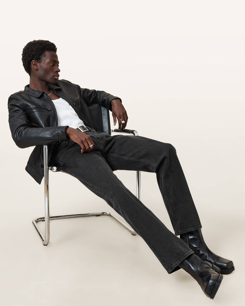 Dark Slate Gray ג'ינס ארוך לגברים Reid  - Straight Fit ALLSAINTS