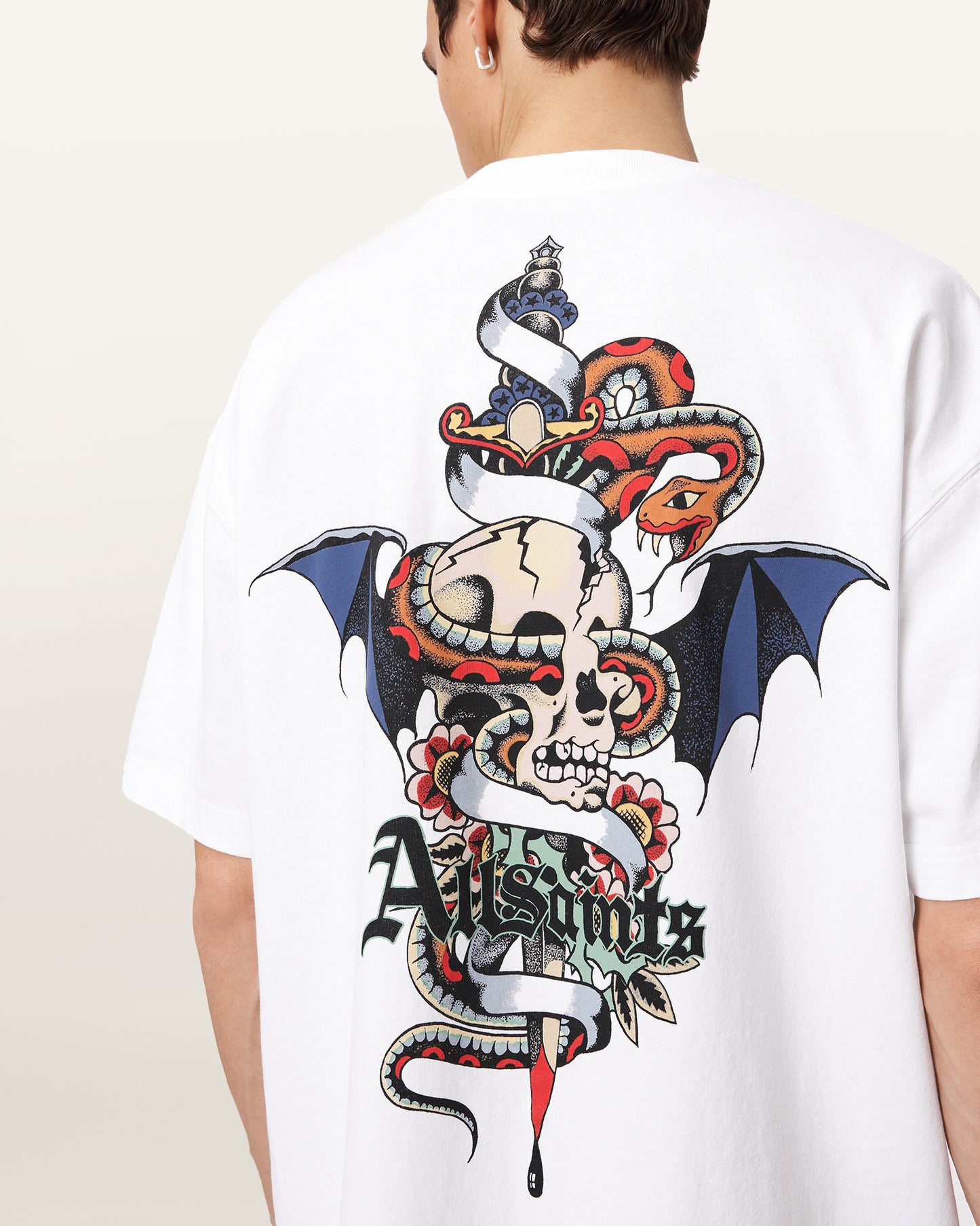 White Smoke טי שירט קצרה לגברים Blade ALLSAINTS