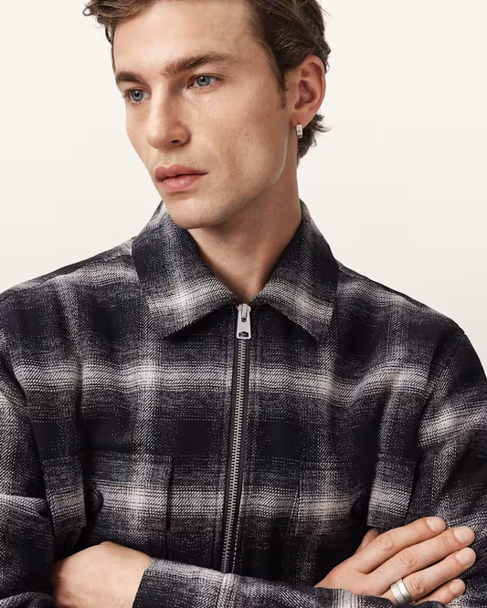 Black ג'קט משבצות לגברים Bayo ALLSAINTS