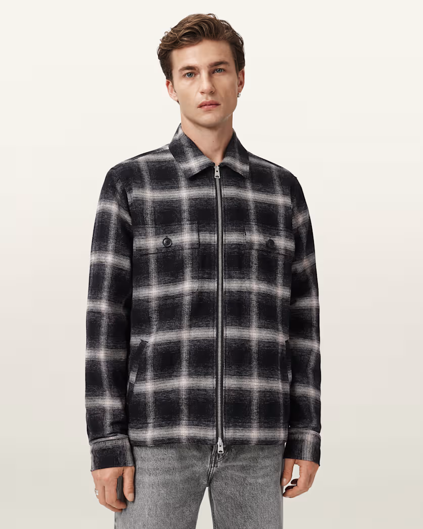 Dark Slate Gray ג'קט משבצות לגברים Bayo ALLSAINTS