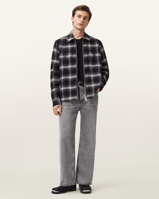 Beige ג'קט משבצות לגברים Bayo ALLSAINTS